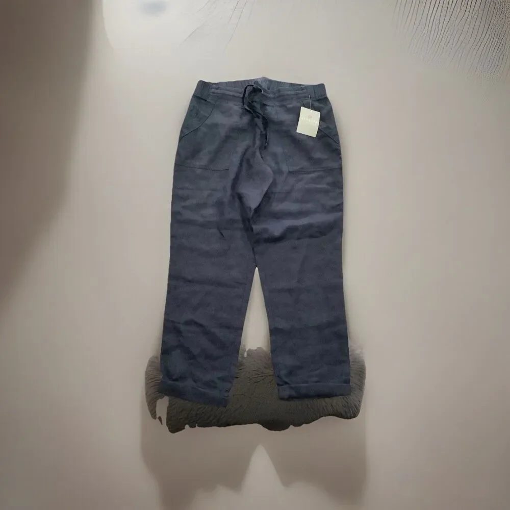 ATHLETA  Linen ankle  panavy Pant  Size 14T NWT